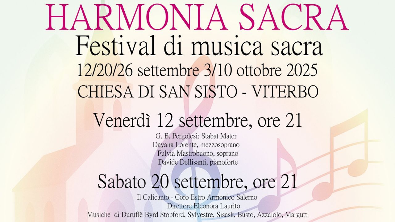 Viterbo, tutto pronto per il festival Harmonia Sacra: c’è anche il soprano Maria Dragoni