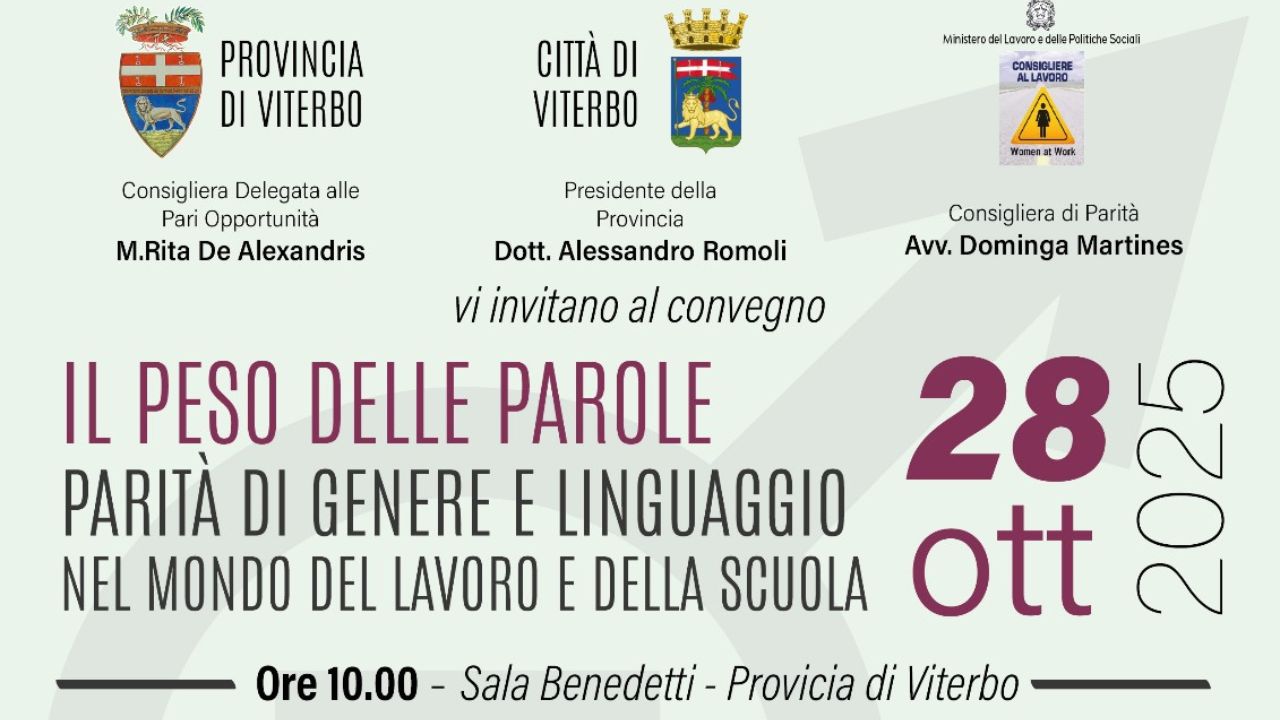 Parità di genere e linguaggio, convegno alla Provincia di Viterbo