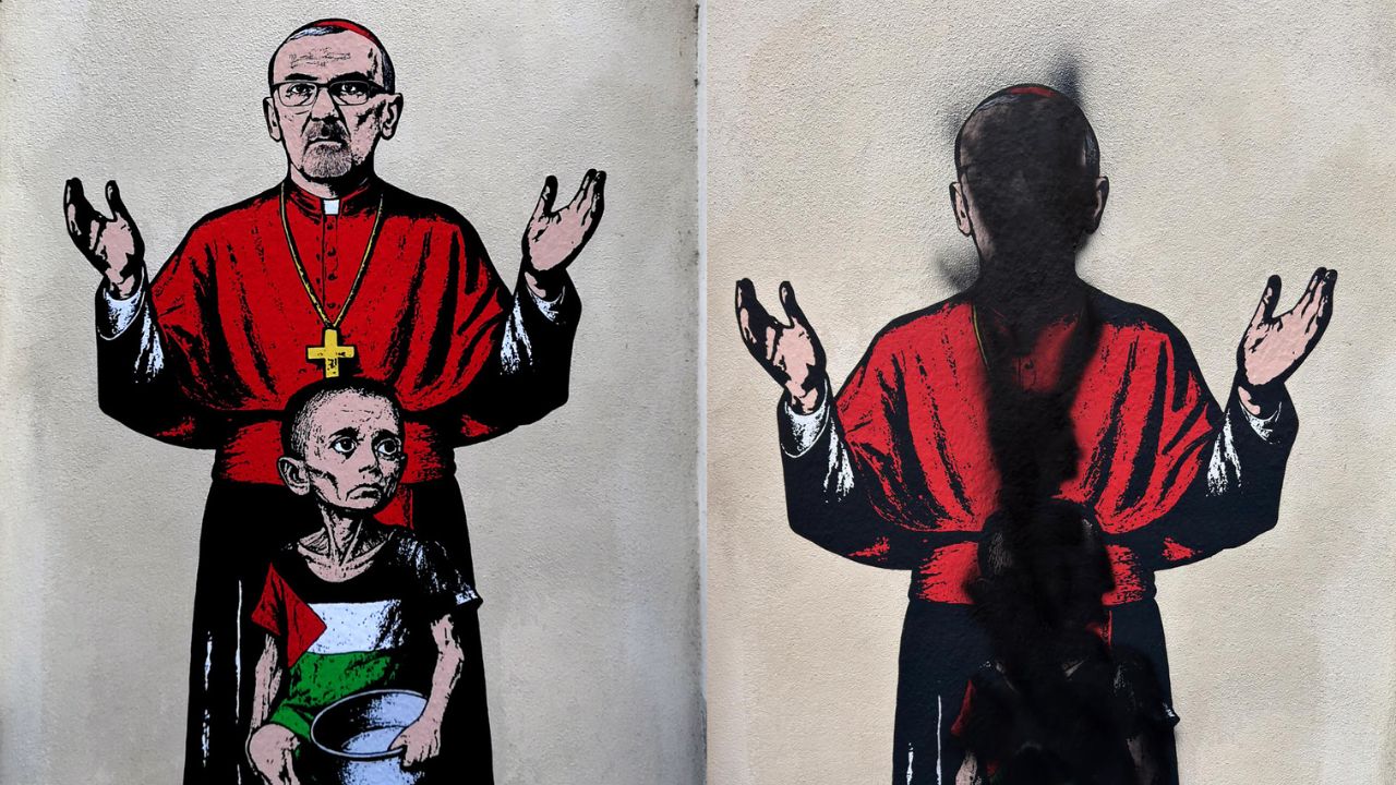 Vandalizzato il murale del Card. Pizzaballa sui muri della Diocesi di Milano  