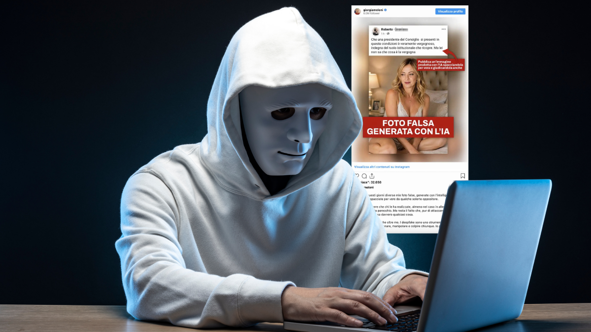 Giorgia Meloni e la foto fake in lingerie: “Deepfake pericolosi, io posso difendermi, molti altri no”. Ma intanto pubblica…