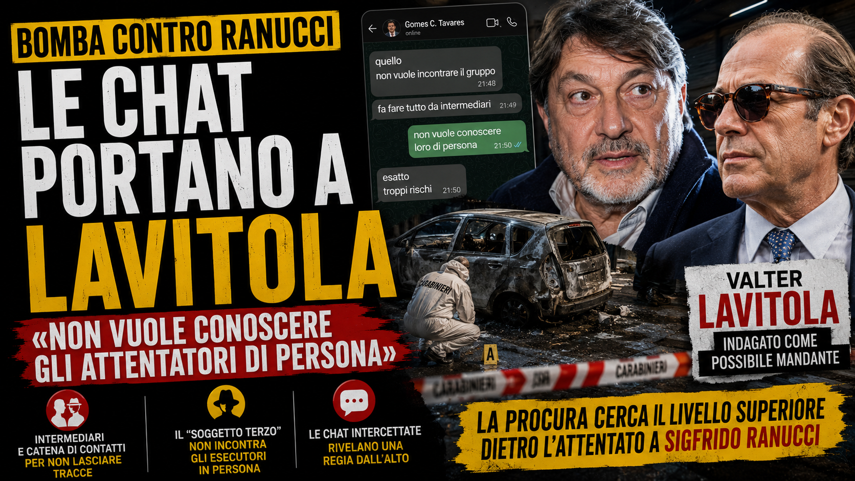 Bomba a Ranucci, la pista Lavitola, le chat e il mandante fantasma: «Non vuole incontrare gli attentatori»