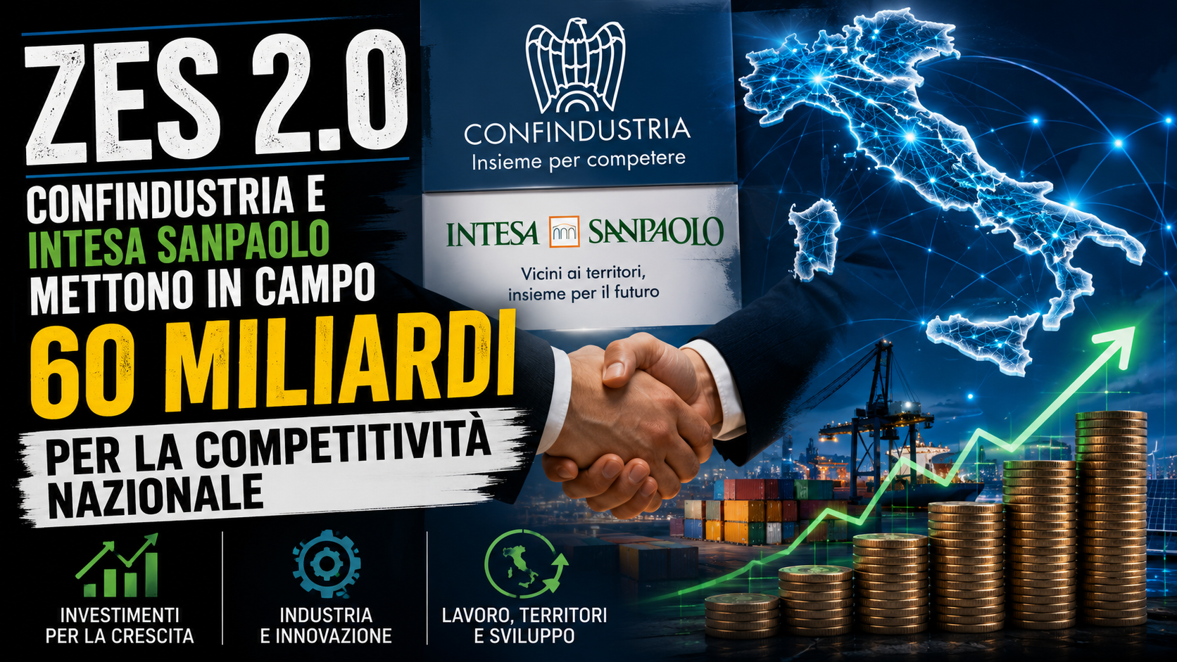 Zes 2.0, Confindustria e Intesa Sanpaolo mettono in campo 60 miliardi per la competitività nazionale