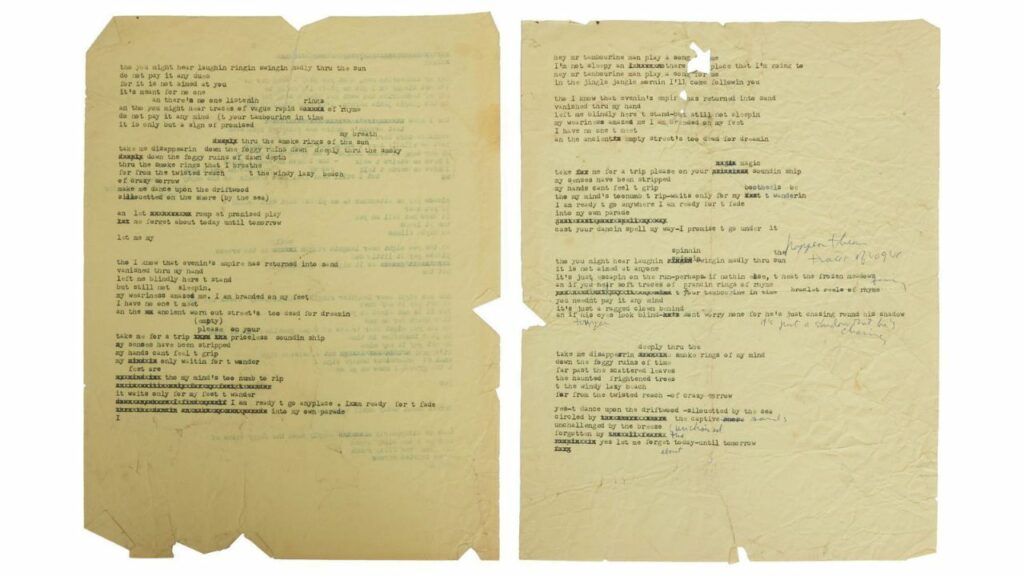 Il testo tattile dell'iconico “Mr Tambourine Man” di Bob Dylan all'asta per 312.000 sterline