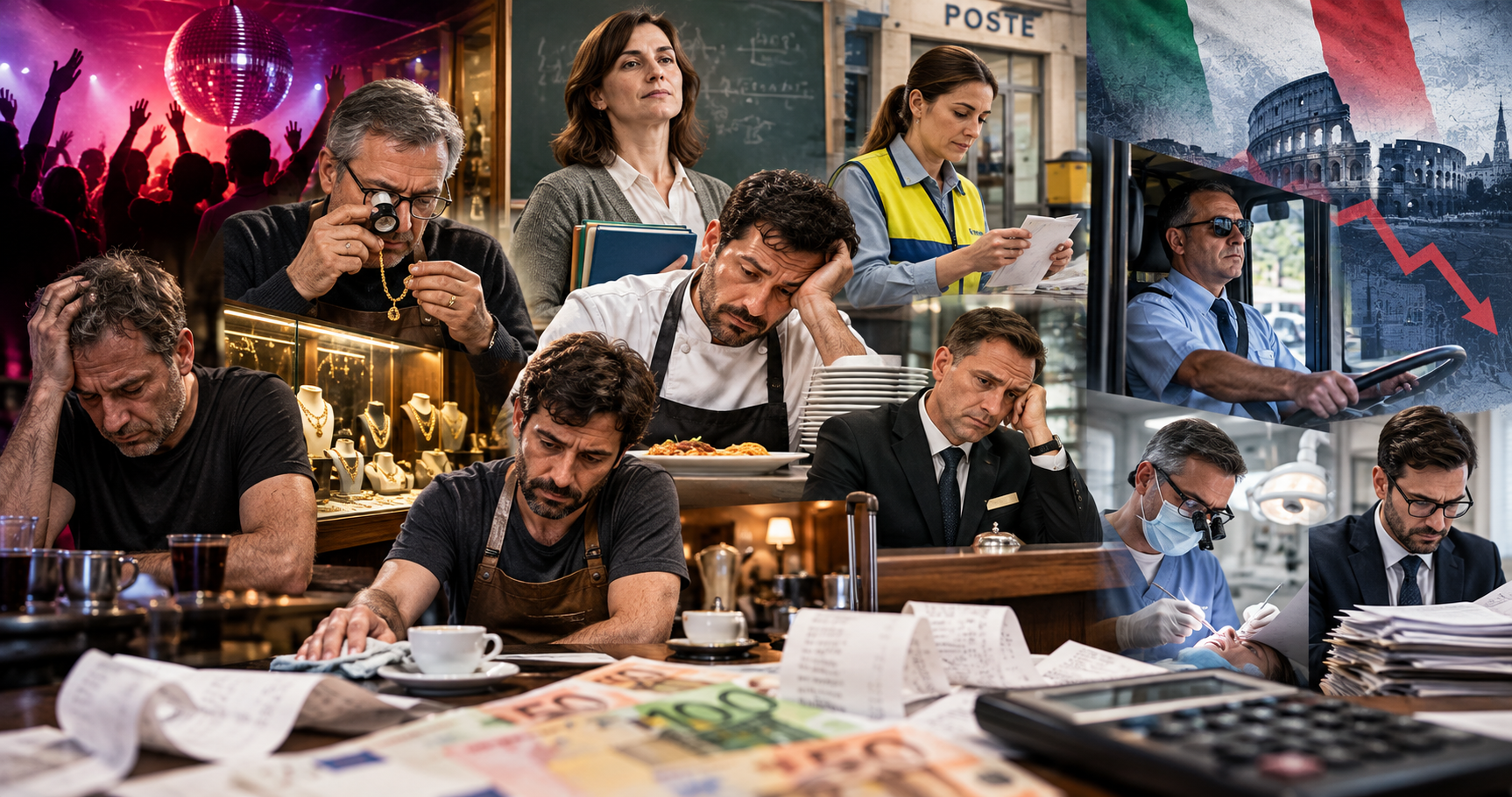 Il Paese dei redditi impossibili: gioiellieri più poveri dei professori, baristi sotto gli autisti. E le discoteche dichiarano 11mila euro l’anno