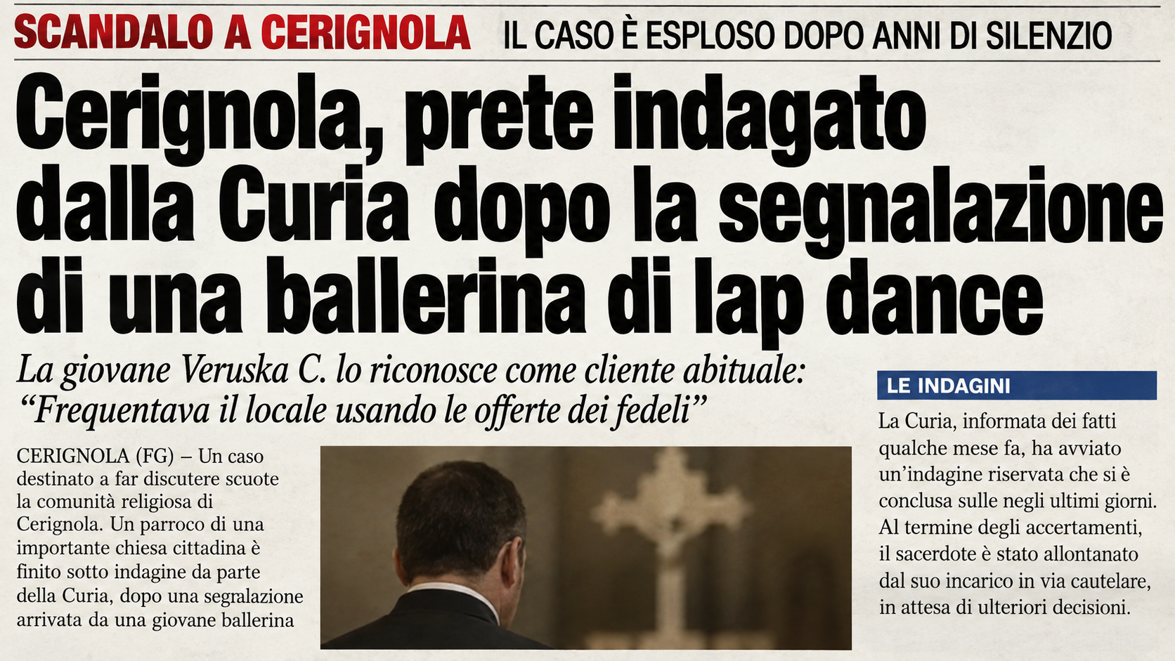 Falsa pagina di giornale travolge un sacerdote: la Curia denuncia la bufala creata con l’intelligenza artificiale