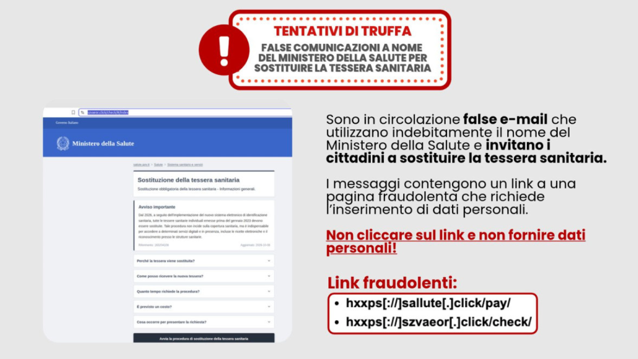 Tessera sanitaria in scadenza? Attenti alla nuova trappola via e-mail e sms che ruba dati ai cittadini