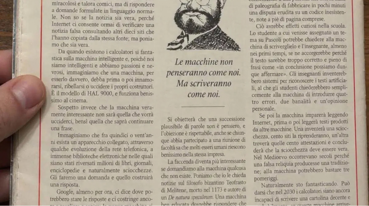 La finta profezia di Umberto Eco sull’intelligenza artificiale inganna centinaia di utenti sui social